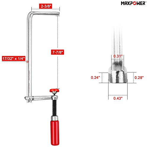 MAXPOWER Quick Screw Guide Rail Clamp for MFT and Guide Rail System, 7-7/8" Capacity x 2-3/8" Throat Depth, 530lbs Clamping Force - 2 Pack