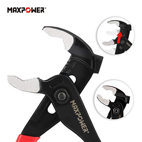 MAXPOWER Water Pump Pliers 10 inch, Plumbing Pliers with Hammer Head Quick Adjust Groove Joint Pliers