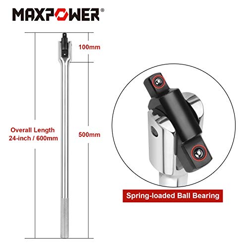 MAXPOWER 24-inch Breaker Bar Dual Drive 3/4-Inch Drive and 1/2-Inch Drive Flex Handle
