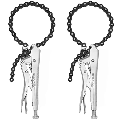 MAXPOWER 9Inch Locking Chain Clamp with 19Inch Chain, 2 Pack
