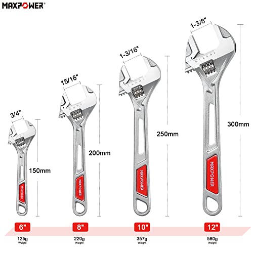 MAXPOWER 4Pcs Adjustable Wrench set