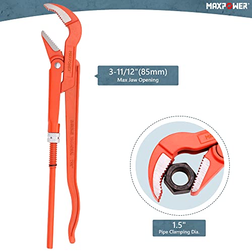 MAXPOWER Swedish Pipe Wrench 15 inch x 45 Degree Angled