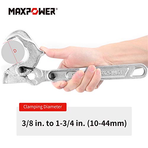MAXPOWER Self-adjusting Pipe Wrench 12 inch, Quick Release 180 Degree Swivel Head One-hand Adjustable Plumbing Wrench