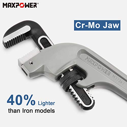 MAXPOWER 18-inch Pipe Wrench, Heavy Duty End Pipe Wrench Aluminum 45 Degree Angled Plumbing Wrench