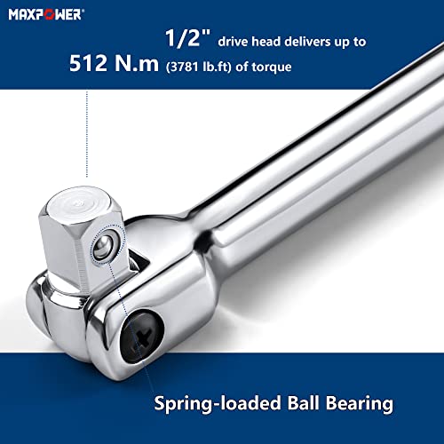 MAXPOWER 18 inch Breaker Bar 1/2 inch Drive Flex Handle