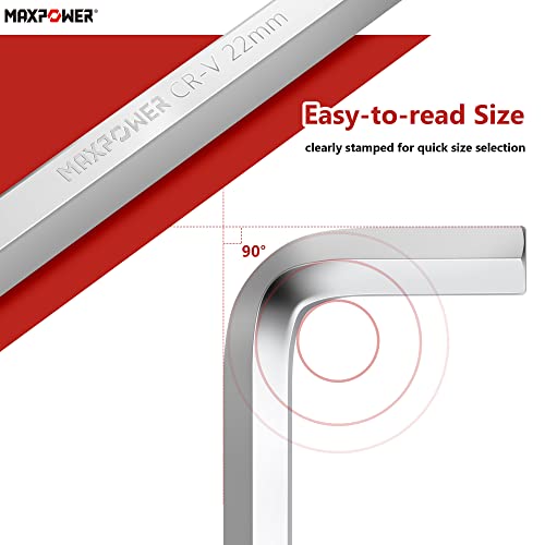 MAXPOWER 22mm Jumbo Hex Key, L-shape Metric Allen Wrench