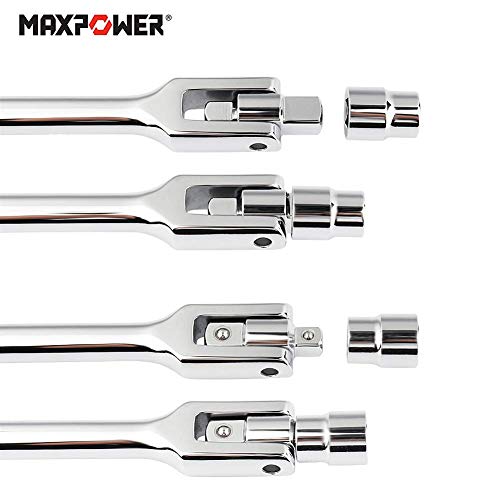 MAXPOWER 18-Inch Breaker Bar 1/2-Inch and 3/8-Inch Drive Dual-drive Flex Handle Chrome-plated drvie
