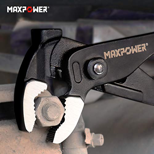MAXPOWER Water Pump Pliers 10 inch, Plumbing Pliers with Hammer Head Quick Adjust Groove Joint Pliers