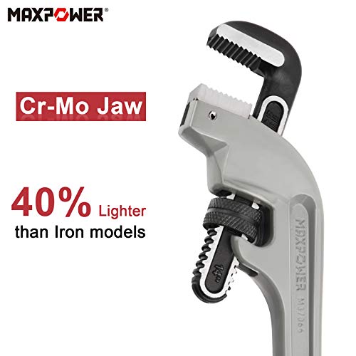MAXPOWER 14-inch End Pipe Wrench, 45 Degree Aluminum Offset Pipe Wrench, Ideal for Pipe Working Close to The Wall