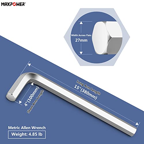MAXPOWER 27mm Individual Metric Hex Key, Jumbo Allen Wrench