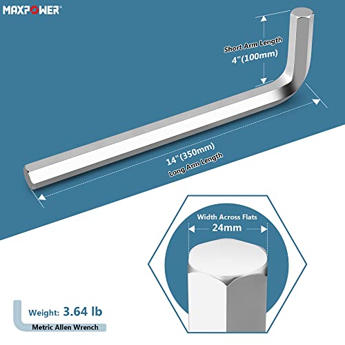 MAXPOWER 24mm Metric Hex Key, Jumbo Long Arm Allen Wrench