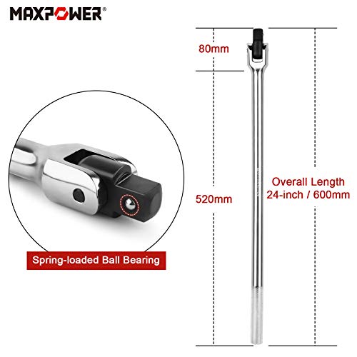 MAXPOWER Heavy Duty 3/4 Drive Breaker Bar 24-inch with Flex Handle