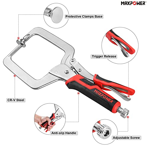 MAXPOWER 12.5-Inch Pocket Hole Clamp, 2 Pack Right Angle Clamp for Woodworking and Pocket Hole Joinery