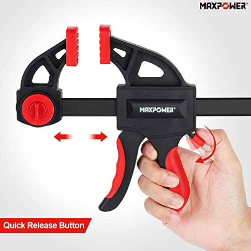 MAXPOWER Bar Clamp for Woodworking, Quick Release Wood Clamps Convert to a Spreader, 6-pieces Woodworking Clamps Set 24 inch (2) 12 inch (2) 6 inch (2)