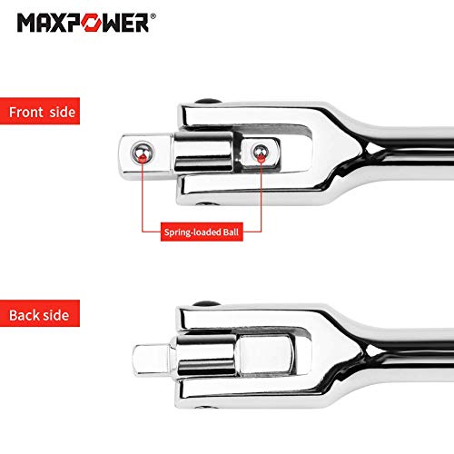 MAXPOWER 18-Inch Breaker Bar 1/2-Inch and 3/8-Inch Drive Dual-drive Flex Handle Chrome-plated drvie