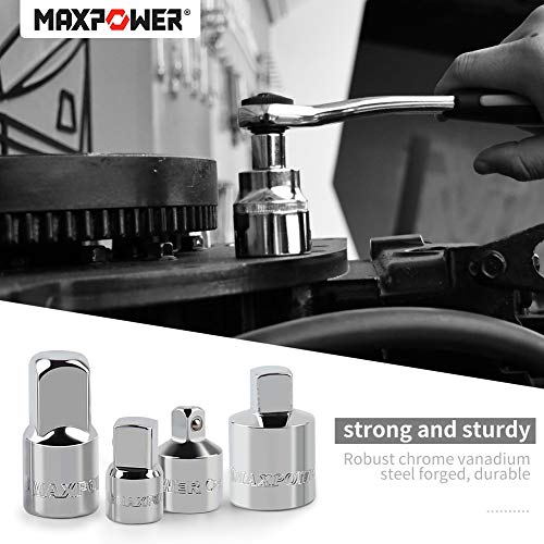MAXPOWER 4-Piece Socket Adapter Set, 1/4" x 3/8", 3/8" x 1/4", 3/8" x 1/2", 1/2" x 3/8"
