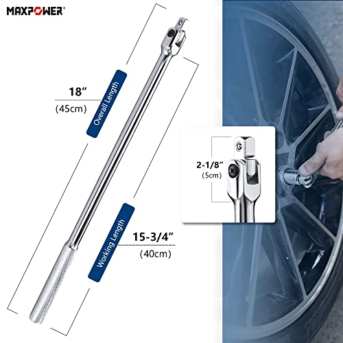 MAXPOWER 18 inch Breaker Bar 1/2 inch Drive Flex Handle