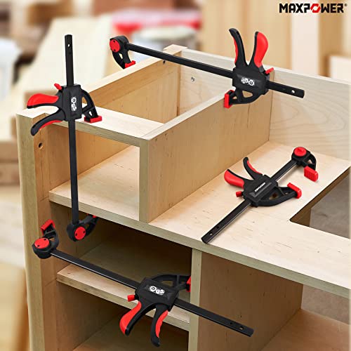 MAXPOWER Bar Clamp for Woodworking, Quick Release Wood Clamps Convert to a Spreader, 6-pieces Woodworking Clamps Set 24 inch (2) 12 inch (2) 6 inch (2)