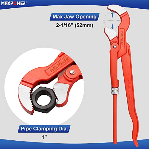 MAXPOWER 12 inch Swedish Pipe Wrench, S-shape Jaw