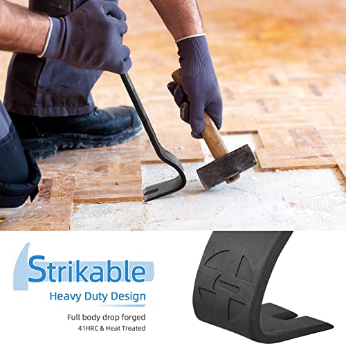 MAXPOWER 2Pcs Pry Bar Set, Heavy Duty Flat Pry Bar 15-inch and Claw Nail Puller 12-inch, Strikable Head and Full Body Drop Forged Crowbar Tools