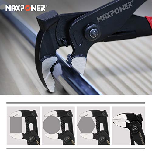 MAXPOWER Water Pump Pliers 10 inch, Plumbing Pliers with Hammer Head Quick Adjust Groove Joint Pliers