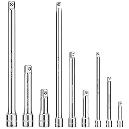 MAXPOWER 9PCS Socket Extension Bar, 1/2" 3/8" 1/4" drive Extension Set