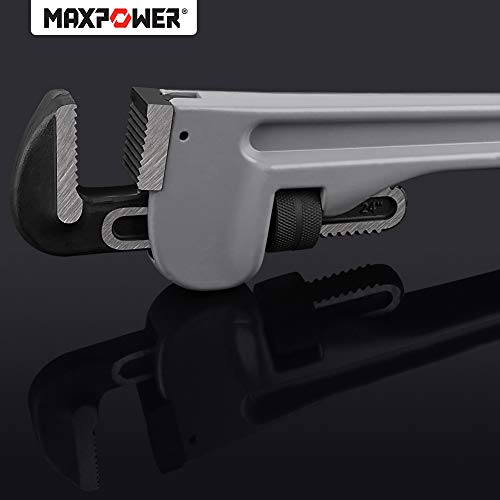 MAXPOWER 24 inch Pipe Wrench Aluminum Straight Pipe Wrench Heavy Duty 24-Inch Plumbers Wrench