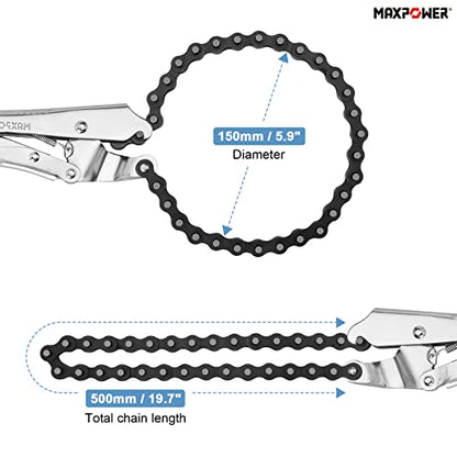 MAXPOWER 9-Inch Locking Chain Clamp with 19-Inch Chain, 2 Pack