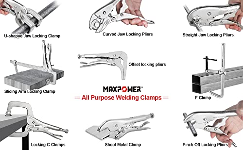 MAXPOWER Sliding Arm Locking C Clamp 12 inch, Max Jaw Opening Capacity 12", Throat Depth 2-1/4"