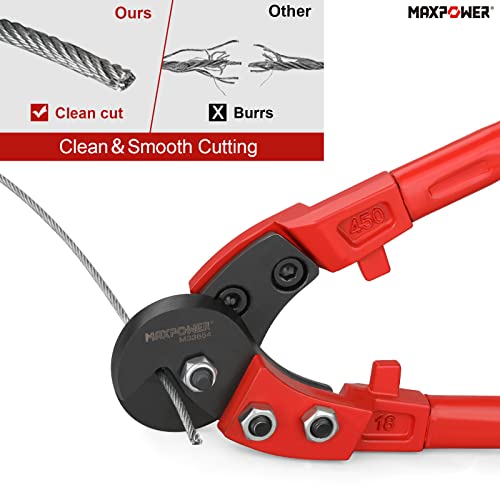 MAXPOWER Cable Cutters,18-Inch Heavy Duty Wire Rope Cutter, Steel Wire