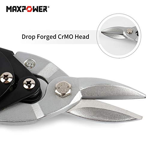 MAXPOWER 3 pcs Labor Saving Aviation Snips Set. 40% Labour Saving Left, Right and Straight Cut Snips 10-inch