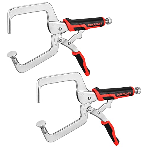 MAXPOWER 12.5-Inch Pocket Hole Clamp, 2 Pack Right Angle Clamp for Woodworking and Pocket Hole Joinery