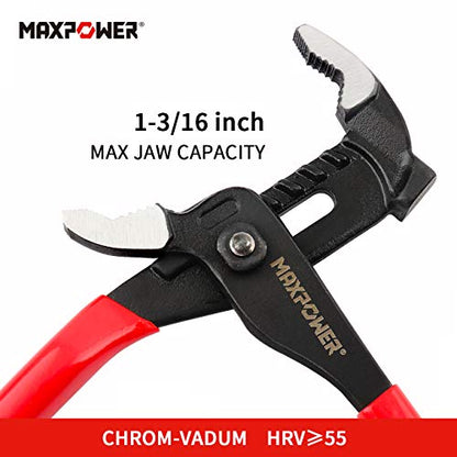 MAXPOWER Water Pump Pliers 10 inch, Plumbing Pliers with Hammer Head Quick Adjust Groove Joint Pliers