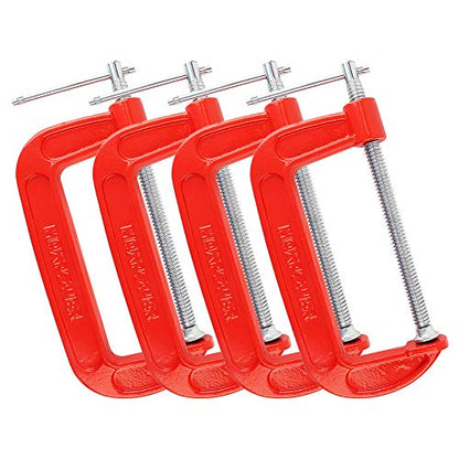 MAXPOWER 4-pieces C Clamps Set, 6 Inch C Clamp, Up To 6-Inch Jaw Opening, 2-3/4 Inch Throat Depth