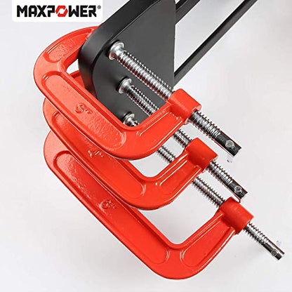 MAXPOWER 4-pieces C Clamps Set, 4 Inch C Clamp, Up To 4-Inch Jaw Opening, 2-1/4 Inch Throat Depth