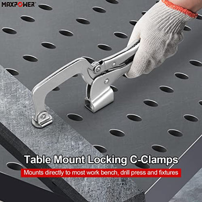 MAXPOWER Bench Clamp 11-inch, Welding Table Mount Locking C-Clamps, Pack of 2
