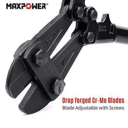 MAXPOWER 14-Inch Heavy Duty Bolt Cutter, Hardened Chrome Molybdenum Steel Blade, Ergonomic Rubber Handle