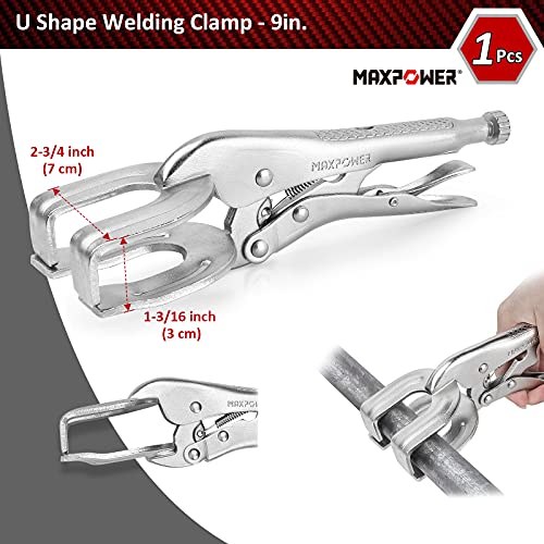MAXPOWER 15-pieces Locking Pliers with C-clamps Set, Long Nose Pliers, Pinch Off Pliers, Sheet Metal Clamp, U Shaped Pliers with Tool Bag for Storage