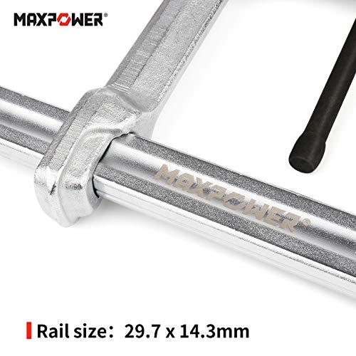 MAXPOWER Thick Rail F Clamp 12-inch 4-3/4-Inch Throat 300 x 120mm Heavy Duty F Bar Clamp for Welding, Rail 29.7 x 14.3mm (Pack of 2)