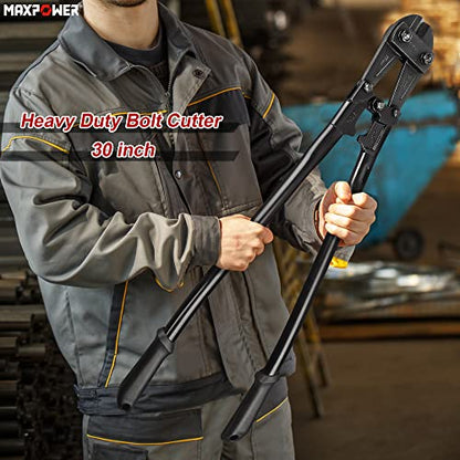 MAXPOWER Bolt Cutter 30 inch, Max Jaw Opening 13/16", Heavy Duty Metal Cutters with Ergonomic Rubber Long Handle