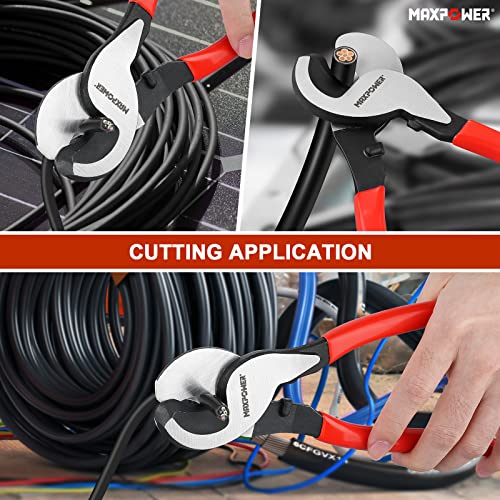 MAXPOWER 2 Pcs Cable Cutter Set, 10-Inch and 14 inches Heavy Duty Cable Cutters for Cutting Copper and Aluminum Cable