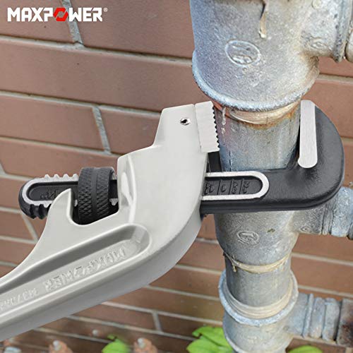 MAXPOWER 14-inch End Pipe Wrench, 45 Degree Aluminum Offset Pipe Wrench, Ideal for Pipe Working Close to The Wall