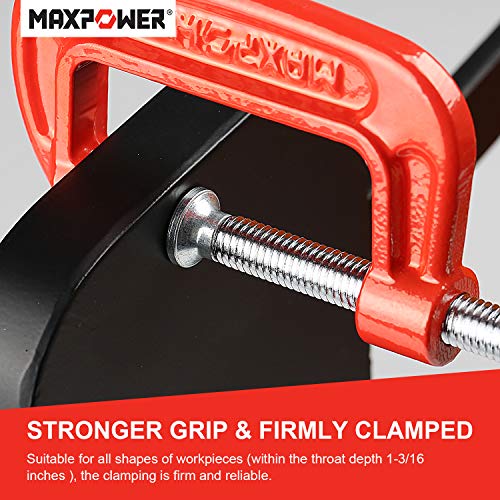 MAXPOWER 2 Inch C-clamp, 12 Pieces C Clamps Set, 2-Inch Jaw Opening, Throat Depth 1-3/16-Inch